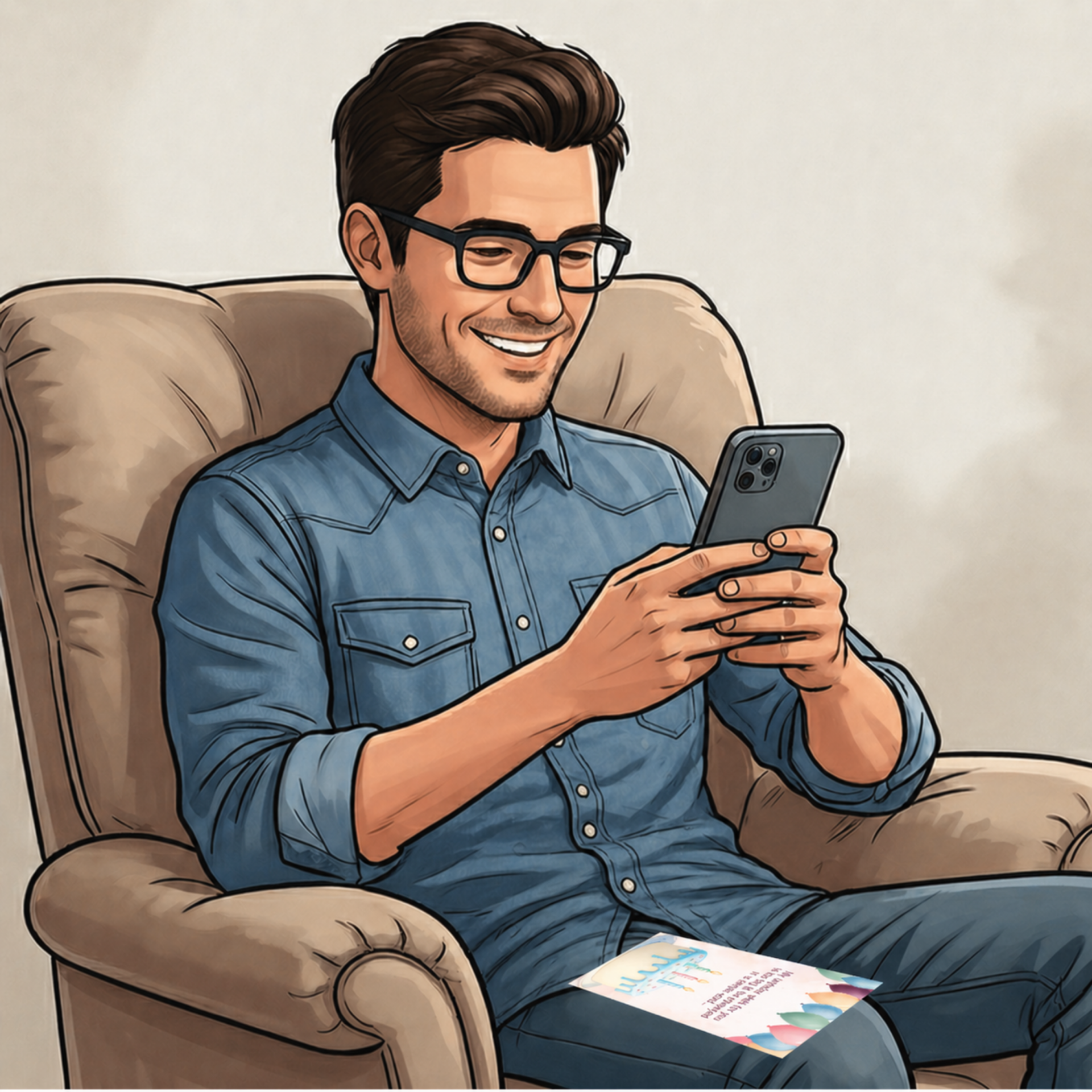 Recipient watching a personal video message from a Perfect Sentiment card.