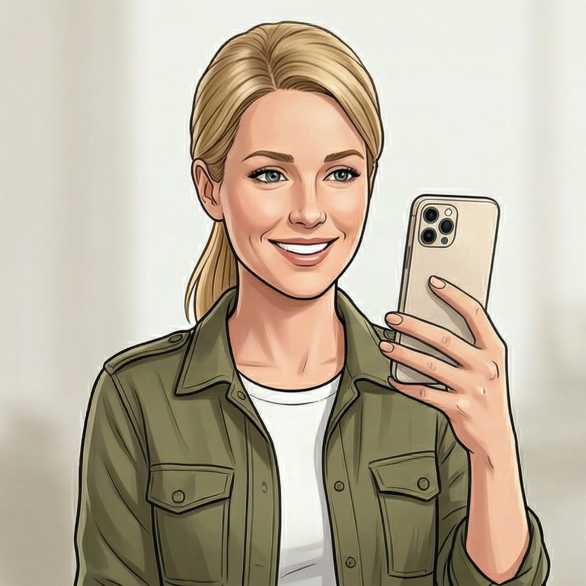 Woman recording a personal video message for a Perfect Sentiment card.